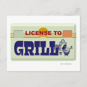Carte Postale Licence pour griller amusant BBQ Style Slogan