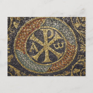 Carte Postale L'icône grecque de la mosaïque byzantine Chi Rho