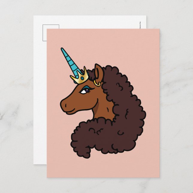 Carte Postale Licorne Afro | Unique (Devant / Derrière)