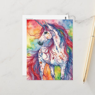 Carte Postale Licorne aquarelle adorable