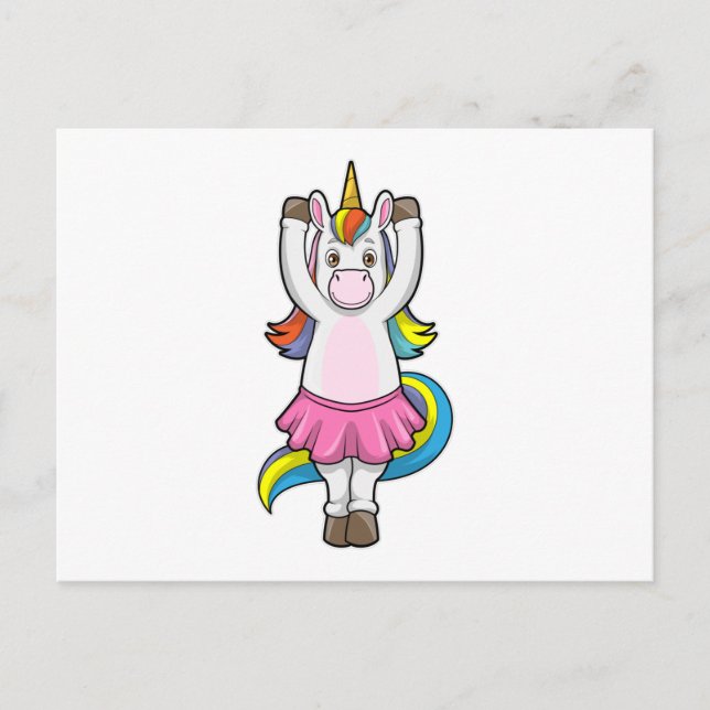 Carte Postale Licorne au ballet danse avec jupe (Devant)