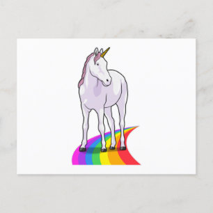 Carte Postale Licorne avec arc-en-ciel