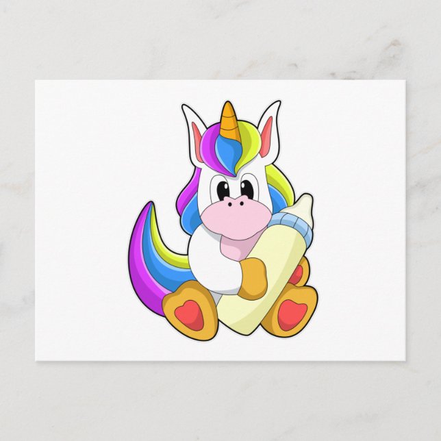 Carte Postale Licorne avec bouteille de lait (Devant)