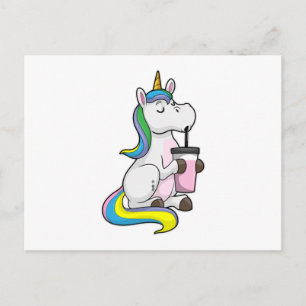 Carte Postale Licorne avec Bubble Tea