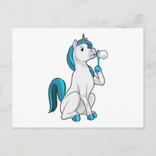 Carte Postale Licorne avec bulles de savon