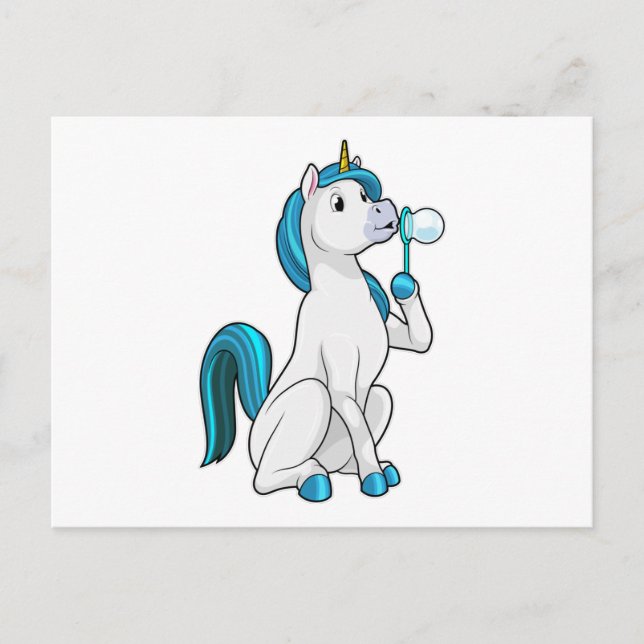 Carte Postale Licorne avec bulles de savon (Devant)