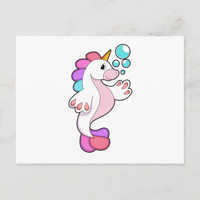 Carte Postale Licorne avec des bulles d'eau.PNG (Devant)