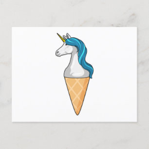 Carte Postale Licorne avec glace au gaufre