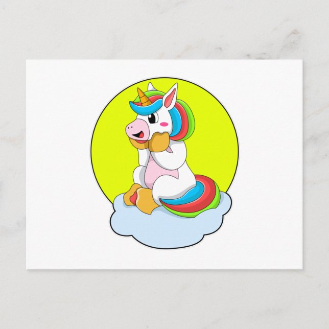 Carte Postale Licorne avec Nuage & Soleil (Devant)