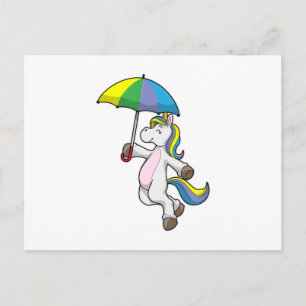 Carte Postale Licorne avec parapluie