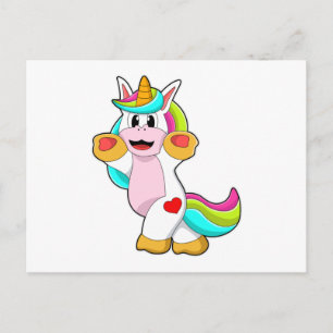 Carte Postale Licorne avec Tatouage de Coeur