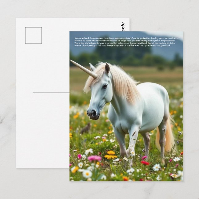 Carte Postale Licorne chanceuse (Devant / Derrière)