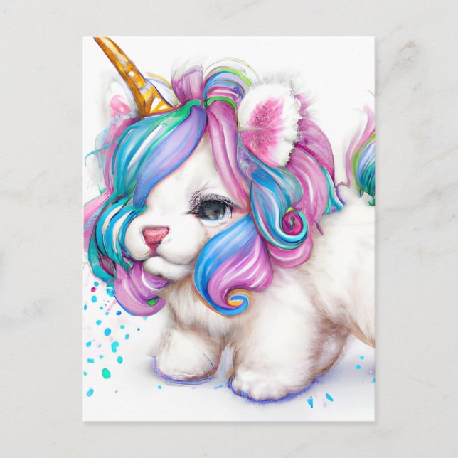 Carte Postale Licorne Chien Fluffy (Devant)