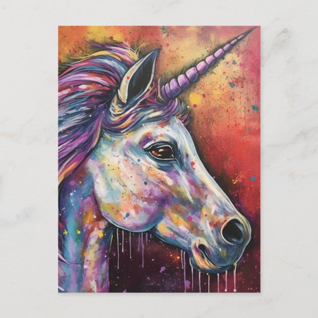 Carte Postale Licorne Colorée (Devant)