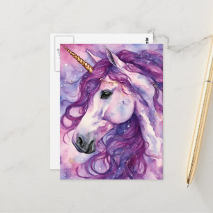 Carte Postale Licorne Crinière Violette