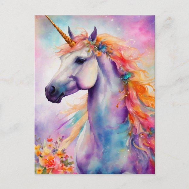 Carte Postale Licorne de couleur pastel (Devant)