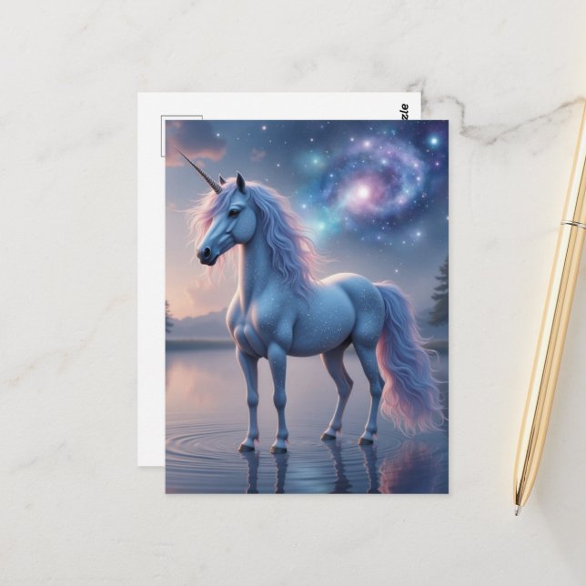 Carte Postale Licorne de fantasy magnifique (Devant/Arrière en situation)