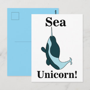 Carte Postale Licorne de mer narval drôle