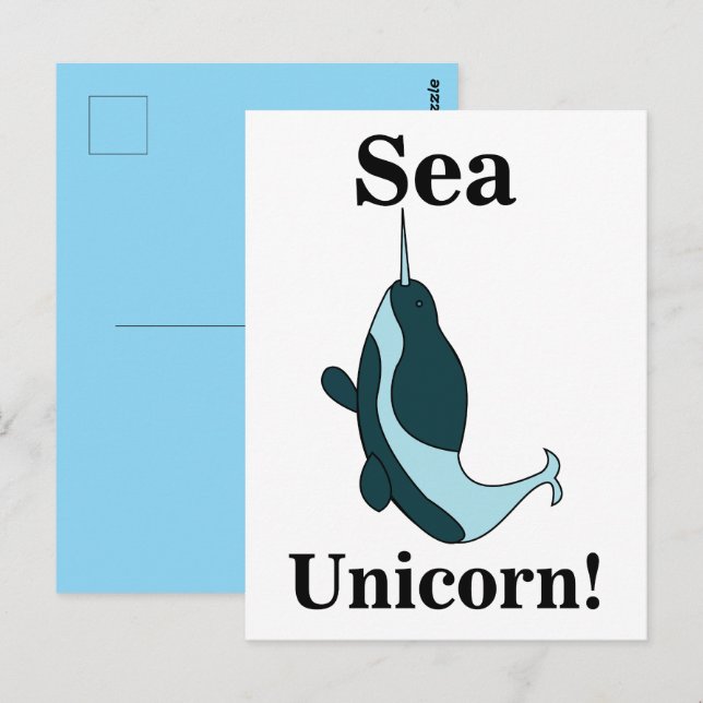 Carte Postale Licorne de mer narval drôle (Devant / Derrière)
