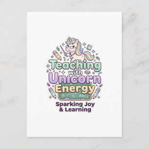 Carte Postale Licorne enseignant avec une typographie audacieuse