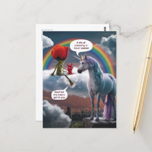 Carte Postale Licorne et créatures Une vie de créativité Ne lais