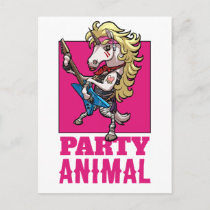 Carte Postale Licorne Excentrique 80s Glam Metal Fête Animal de