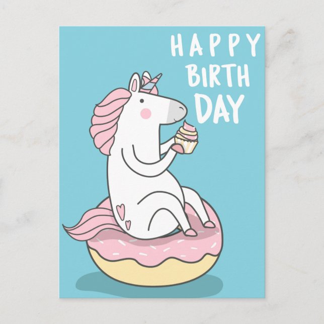 Carte Postale Licorne Joyeux Anniversaire (Devant)