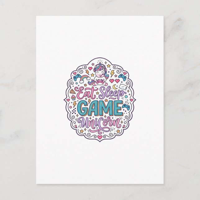 Carte Postale Licorne Manger Dormir Jeu Licorne Impression Ludiq (Devant)