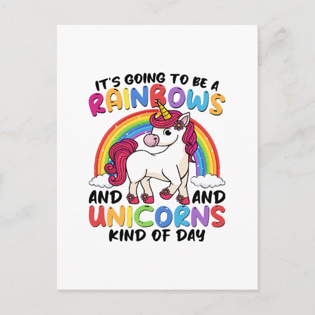 Carte Postale licorne mignonne arc-en-ciel drôle (Devant)