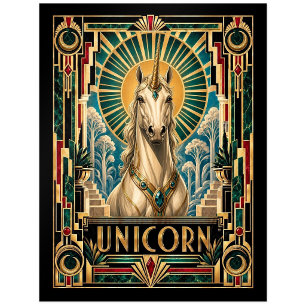 Carte Postale Licorne, mythique Art déco