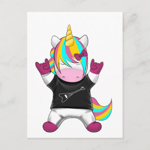 Carte Postale Licorne Rockeuse Arc-en-ciel