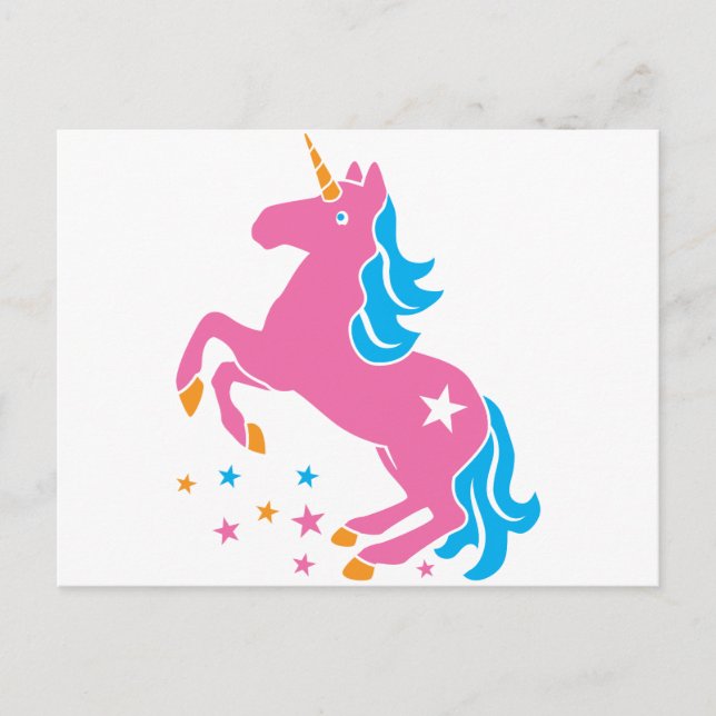 Carte Postale licorne rose (Devant)