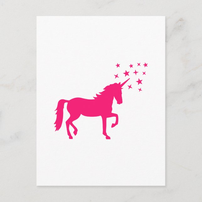 Carte Postale licorne rose (Devant)