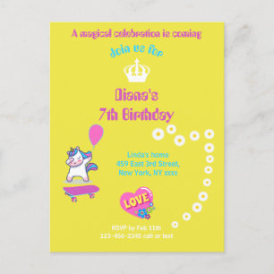 Carte Postale Licorne sur skateboard avec légendes personnalisée