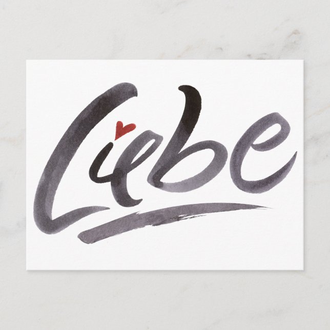 Carte Postale Liebe Love Heart Calligraphie Allemand Lettres (Devant)