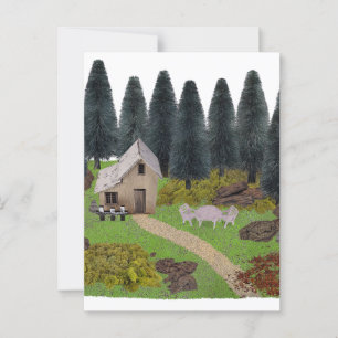Carte Postale Lieu de vacances rustique Cabine dans la forêt