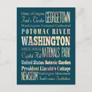 Carte Postale Lieux célèbres de Washington, District de Colombie
