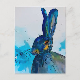 Carte Postale Lièvre Aquarelle Lapin  