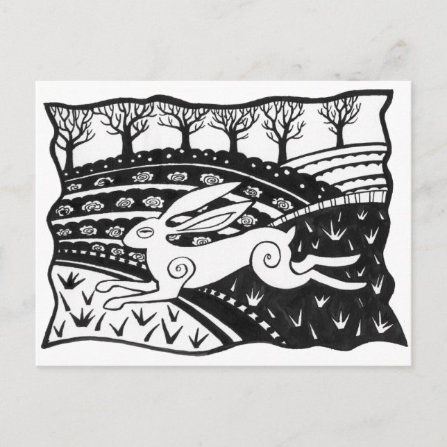 Carte Postale Lièvre bondissant (Devant)