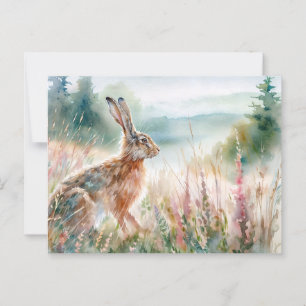 Carte Postale Lièvre dans l'aquarelle Meadow