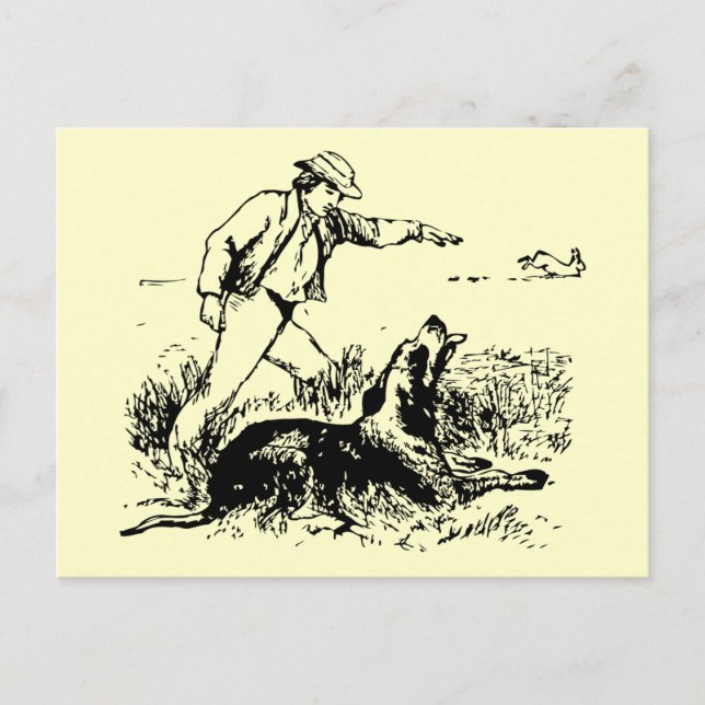 Carte postale Lièvre et Lévrier (Devant)