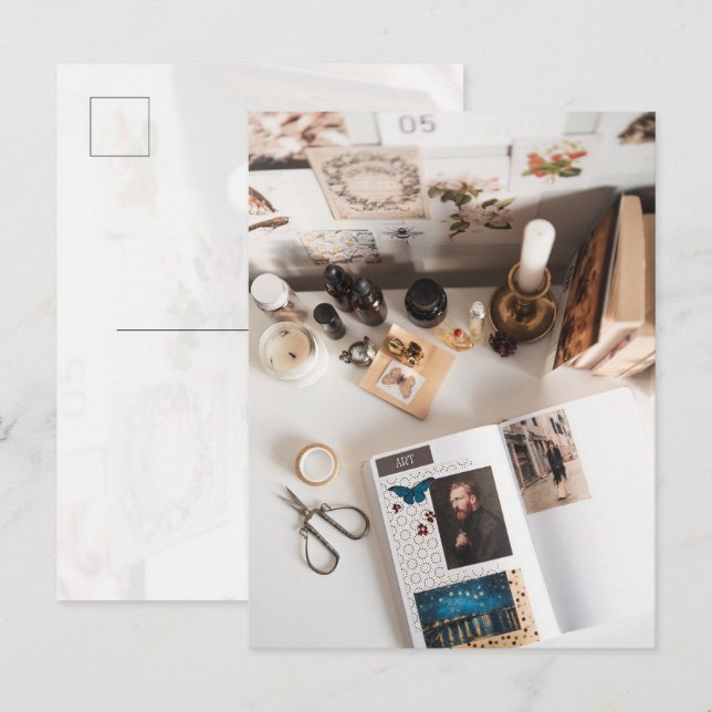 Carte Postale Light Academia Art Journaling Aesthetic (Devant / Derrière)