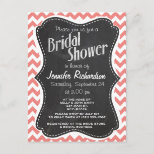 Carte Postale Light Coral Chevron Stripes; chalkboard