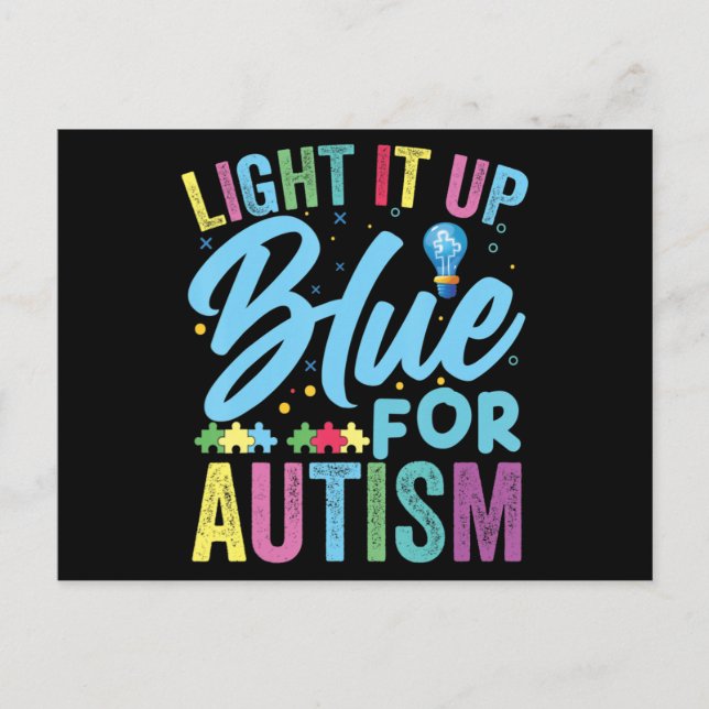 Carte Postale Light It Up Blue Autism Awareness T-Shirt92  (Devant)