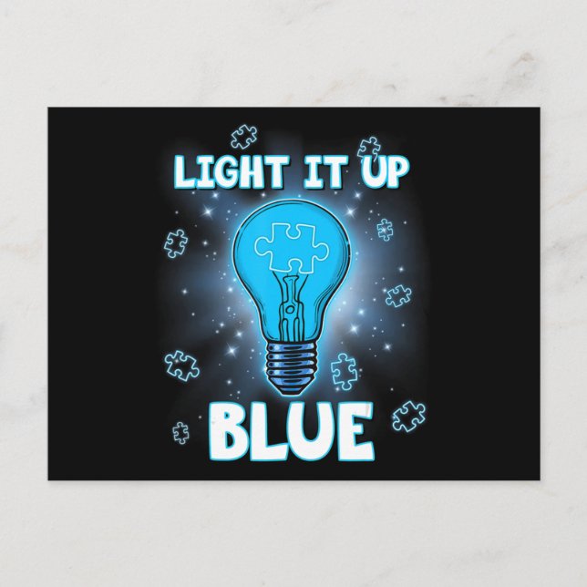 Carte Postale Light It Up Blue Autism Shirt I Wear Blue For Awar (Devant)