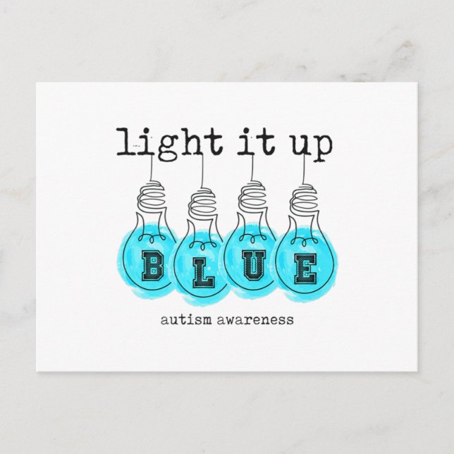 Carte Postale Light It Up Blue Sensibilisation sur l'autisme Pre (Devant)