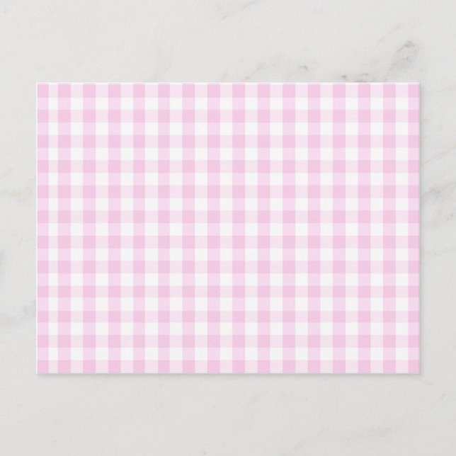 Carte Postale light pink and white gingham pattern preppy girly (Devant)