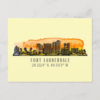 Carte Postale Ligne aérienne et coordonnées de Fort Lauderdale