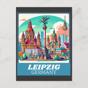 Carte Postale Ligne aérienne Retro Leipzig