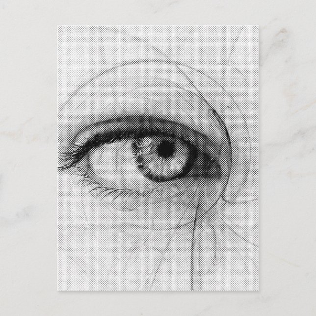 Carte Postale Ligne Art crayon Esquisse conception Dessin papier (Devant)